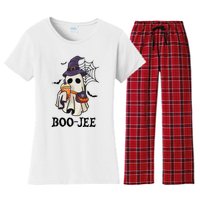 Boo Jee Halloween Spooky Season Cute Ghost Boujee Boogee Women's Flannel Pajama Set