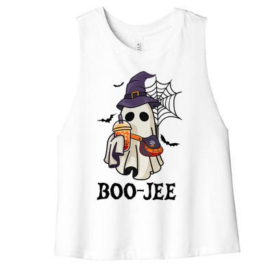 Boo Jee Halloween Spooky Season Cute Ghost Boujee Boogee Women's Racerback Cropped Tank