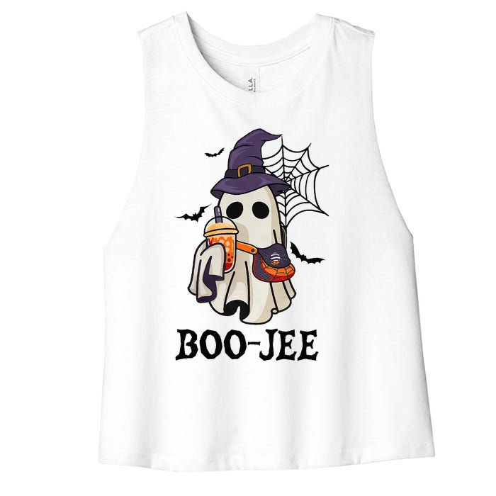 Boo Jee Halloween Spooky Season Cute Ghost Boujee Boogee Women's Racerback Cropped Tank