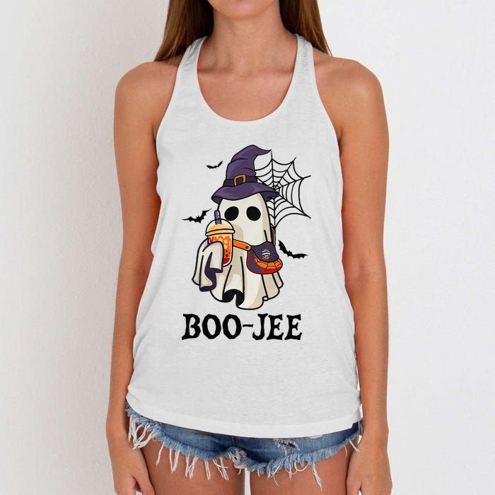 Boo Jee Halloween Spooky Season Cute Ghost Boujee Boogee Women's Knotted Racerback Tank