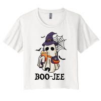 Boo Jee Halloween Spooky Season Cute Ghost Boujee Boogee Women's Crop Top Tee