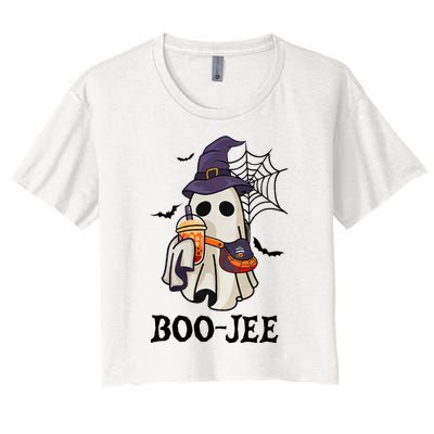 Boo Jee Halloween Spooky Season Cute Ghost Boujee Boogee Women's Crop Top Tee