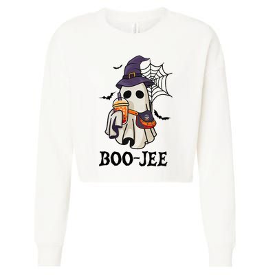 Boo Jee Halloween Spooky Season Cute Ghost Boujee Boogee Cropped Pullover Crew