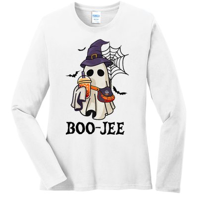 Boo Jee Halloween Spooky Season Cute Ghost Boujee Boogee Ladies Long Sleeve Shirt