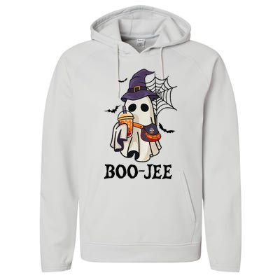 Boo Jee Halloween Spooky Season Cute Ghost Boujee Boogee Performance Fleece Hoodie