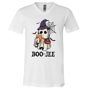 Boo Jee Halloween Spooky Season Cute Ghost Boujee Boogee V-Neck T-Shirt