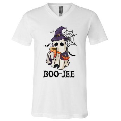 Boo Jee Halloween Spooky Season Cute Ghost Boujee Boogee V-Neck T-Shirt