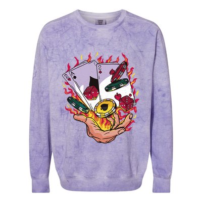 Black Jack Hand Poker Colorblast Crewneck Sweatshirt