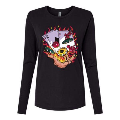 Black Jack Hand Poker Womens Cotton Relaxed Long Sleeve T-Shirt