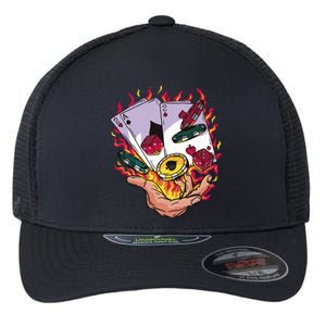 Black Jack Hand Poker Flexfit Unipanel Trucker Cap