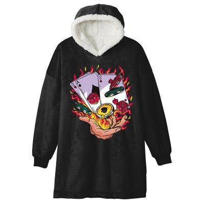 Black Jack Hand Poker Hooded Wearable Blanket