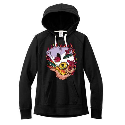 Black Jack Hand Poker Women's Fleece Hoodie