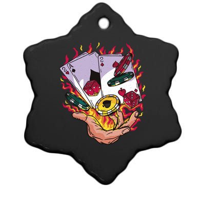 Black Jack Hand Poker Ceramic Star Ornament