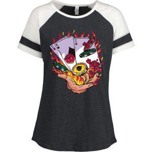 Black Jack Hand Poker Enza Ladies Jersey Colorblock Tee