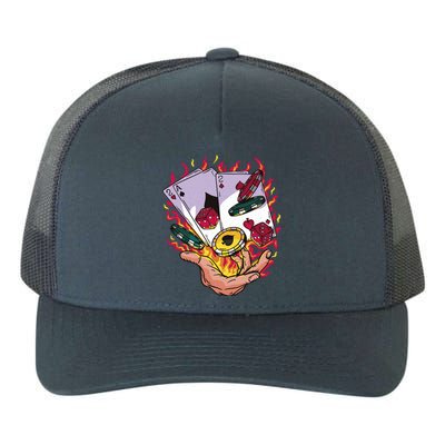 Black Jack Hand Poker Yupoong Adult 5-Panel Trucker Hat