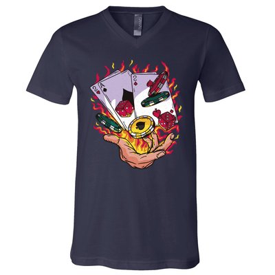 Black Jack Hand Poker V-Neck T-Shirt