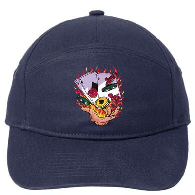 Black Jack Hand Poker 7-Panel Snapback Hat