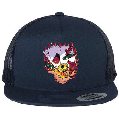 Black Jack Hand Poker Flat Bill Trucker Hat