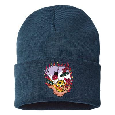 Black Jack Hand Poker Sustainable Knit Beanie