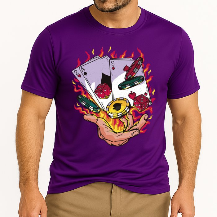 Black Jack Hand Poker Cooling Performance Crew T-Shirt