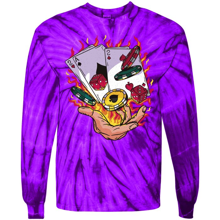 Black Jack Hand Poker Tie-Dye Long Sleeve Shirt