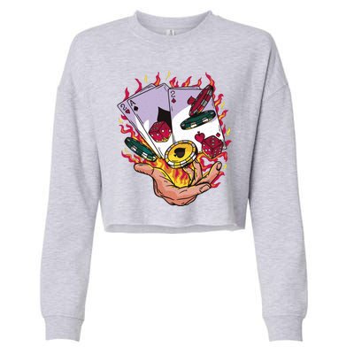 Black Jack Hand Poker Cropped Pullover Crew