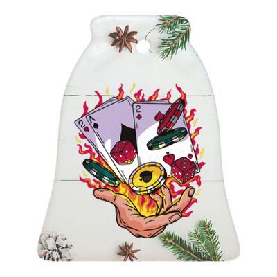 Black Jack Hand Poker Ceramic Bell Ornament