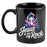 Biblical Jesus Is My Rock Christian 11oz C Handle Ceramic Mug
