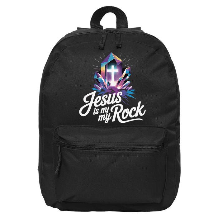 Biblical Jesus Is My Rock Christian 16 in Basic Backpack
