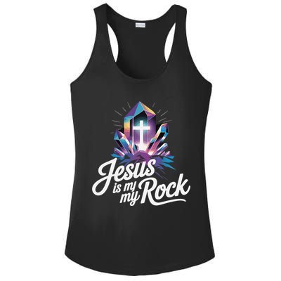 Biblical Jesus Is My Rock Christian Ladies PosiCharge Competitor Racerback Tank