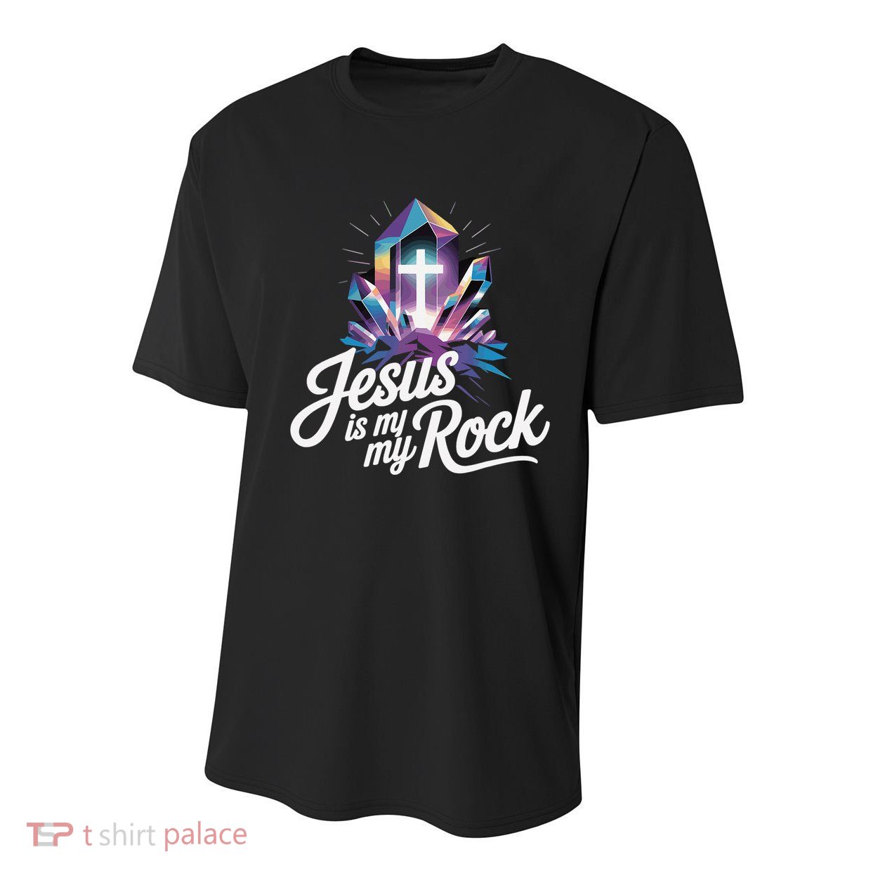 Biblical Jesus Is My Rock Christian Youth Performance Sprint T-Shirt