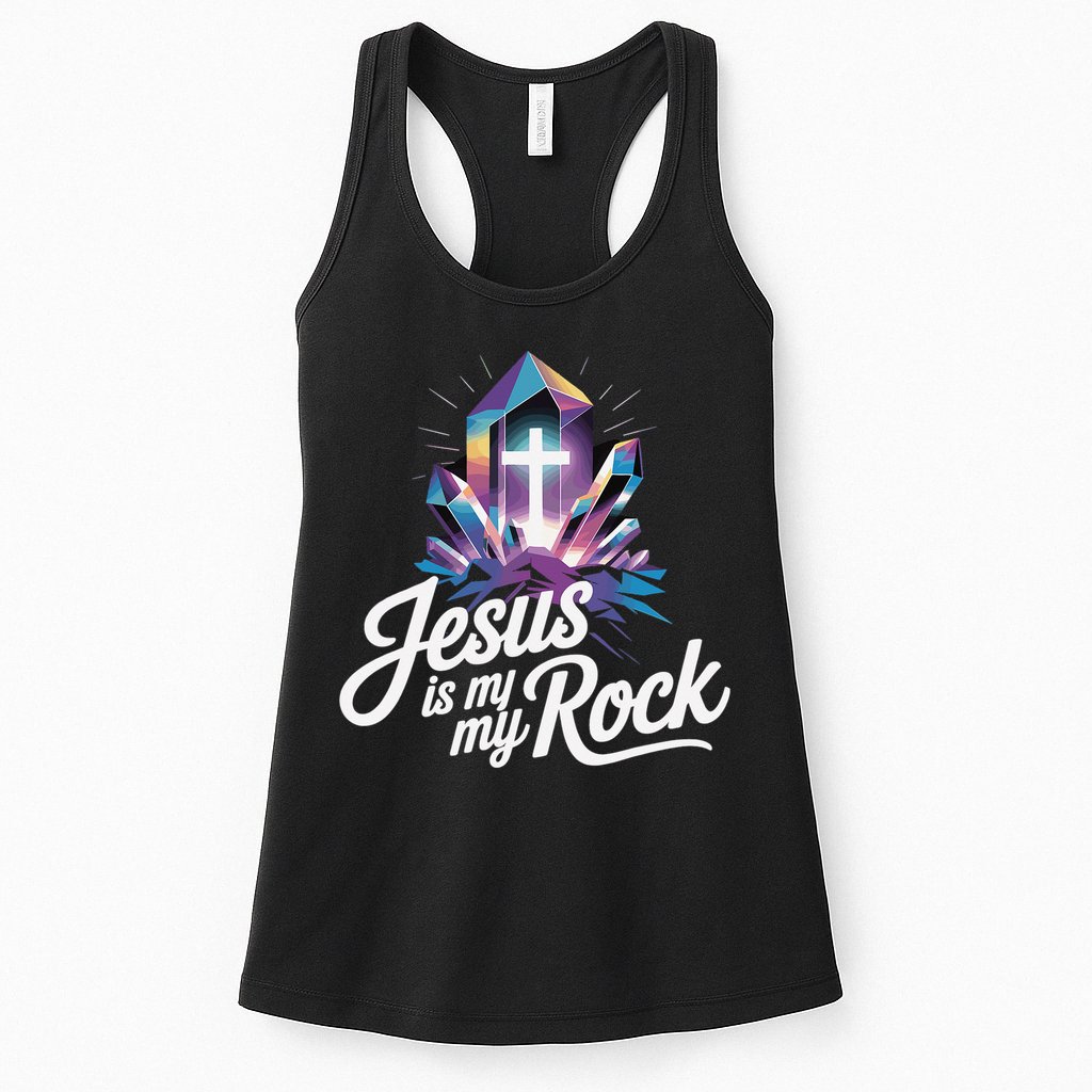 Biblical Jesus Is My Rock Christian Womens Tank Top