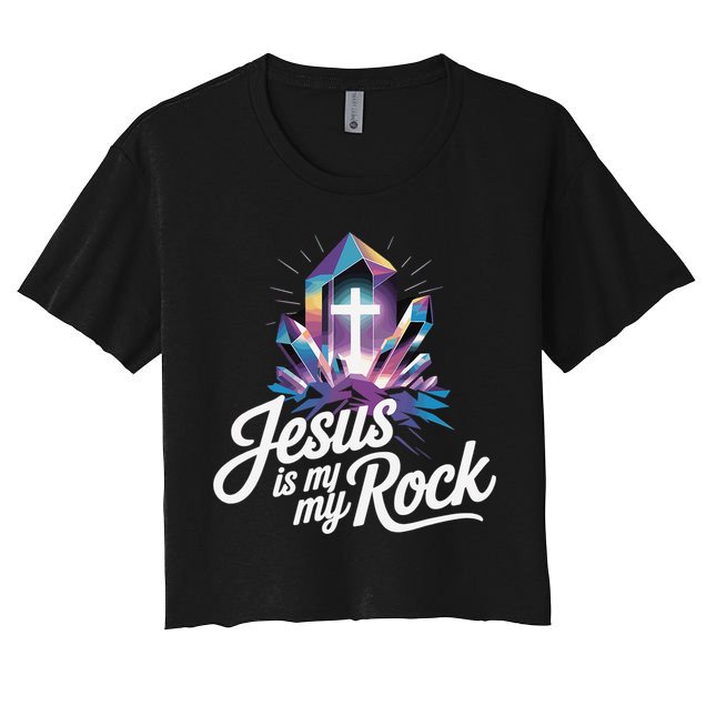 Biblical Jesus Is My Rock Christian Crop Top
