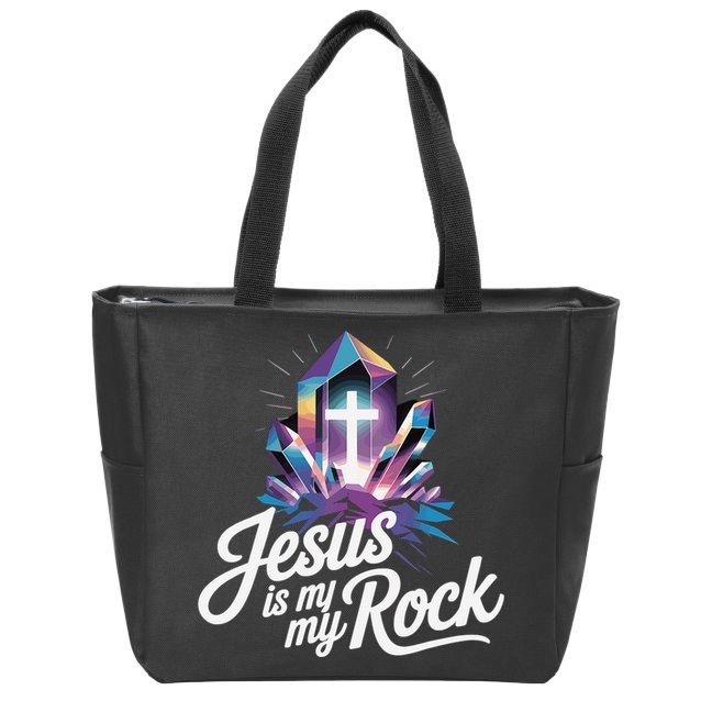 Biblical Jesus Is My Rock Christian Zip Tote Bag