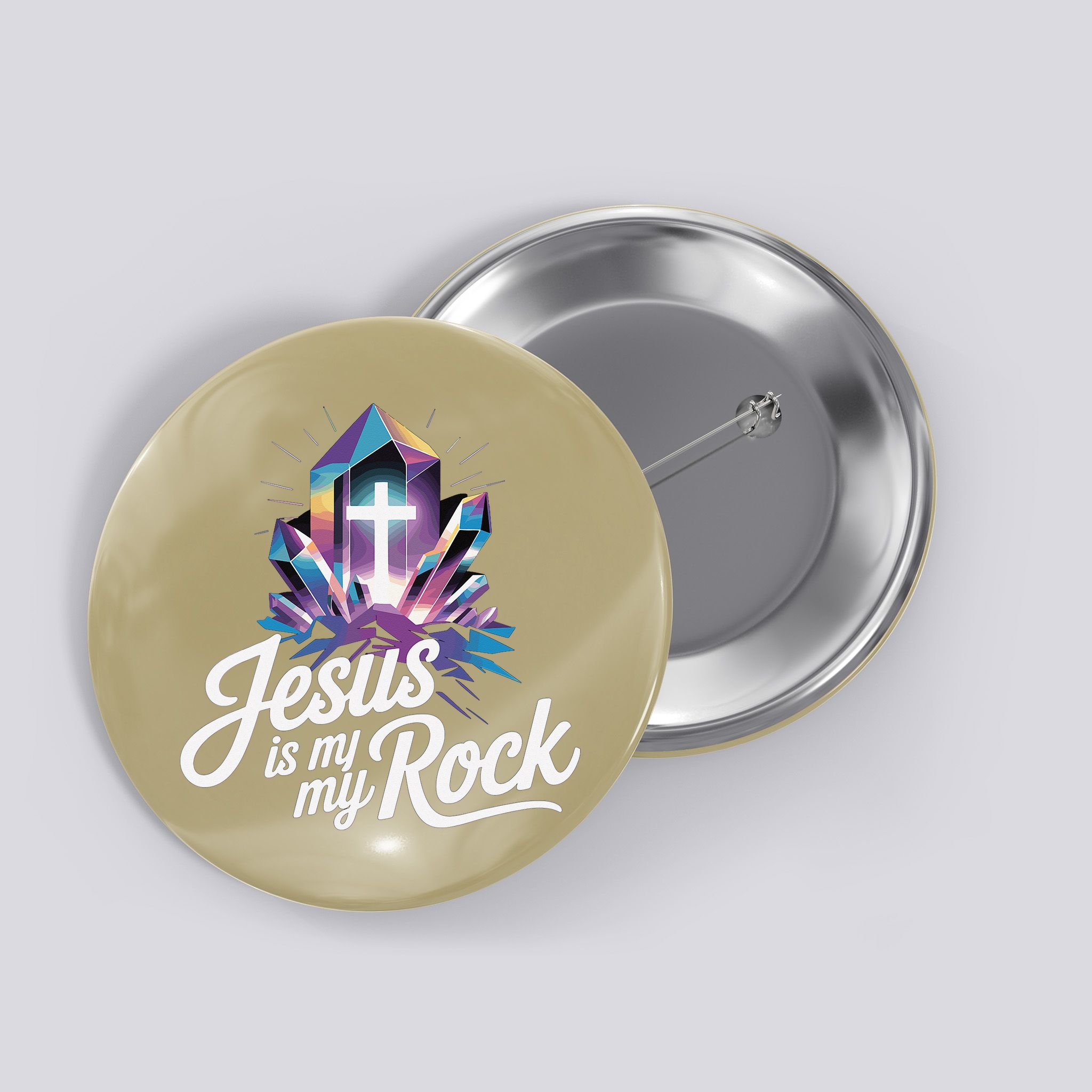 Biblical Jesus Is My Rock Christian Button