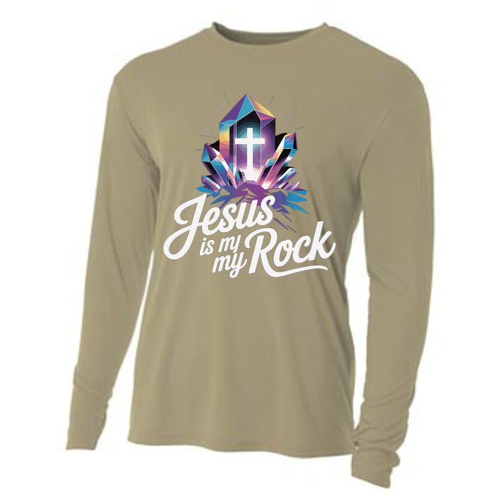 Biblical Jesus Is My Rock Christian Cooling Performance Long Sleeve Crew