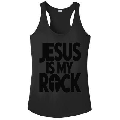 Biblical Jesus Is My Rock Christian Ladies PosiCharge Competitor Racerback Tank