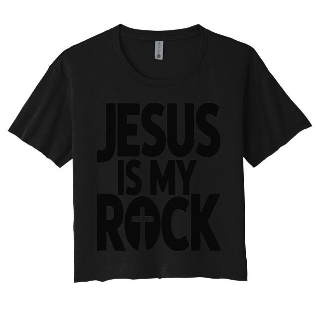 Biblical Jesus Is My Rock Christian Crop Top