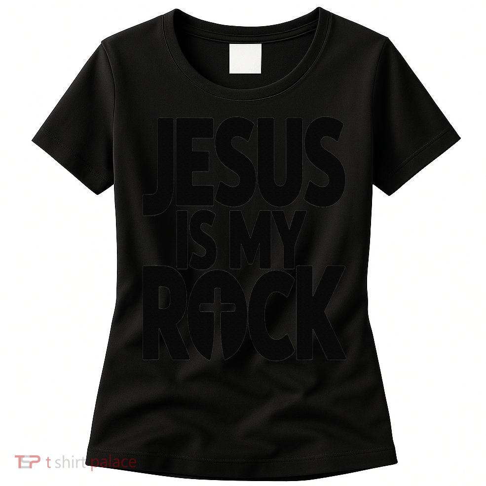 Biblical Jesus Is My Rock Christian Womens T-Shirt