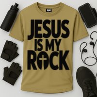 Biblical Jesus Is My Rock Christian Cooling Performance Crew T-Shirt