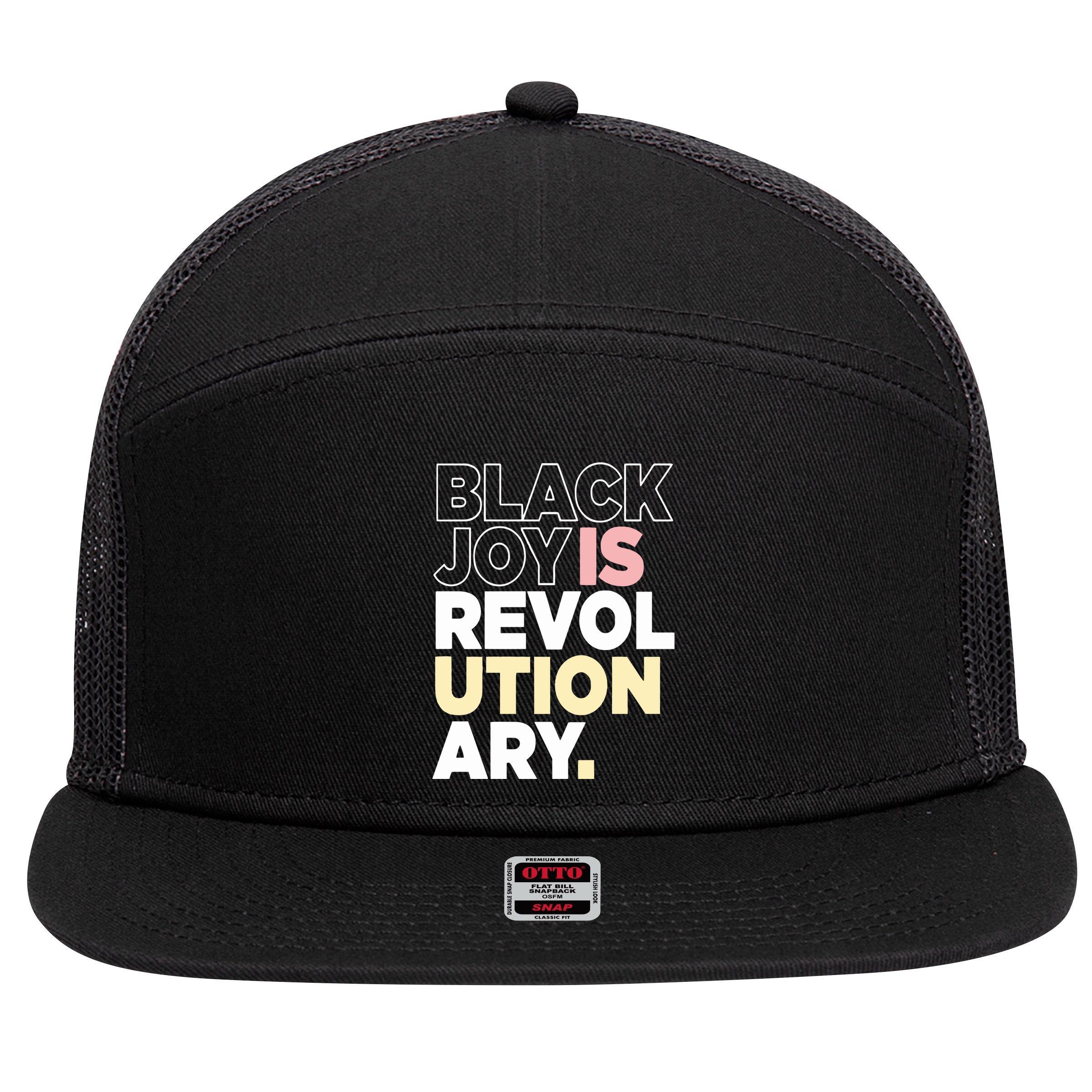 Black Joy Is Revol Ution Ary 7 Panel Mesh Trucker Snapback Hat
