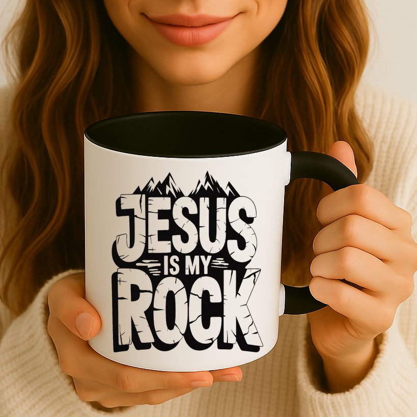 Biblical Jesus Is My Rock Christian Mug