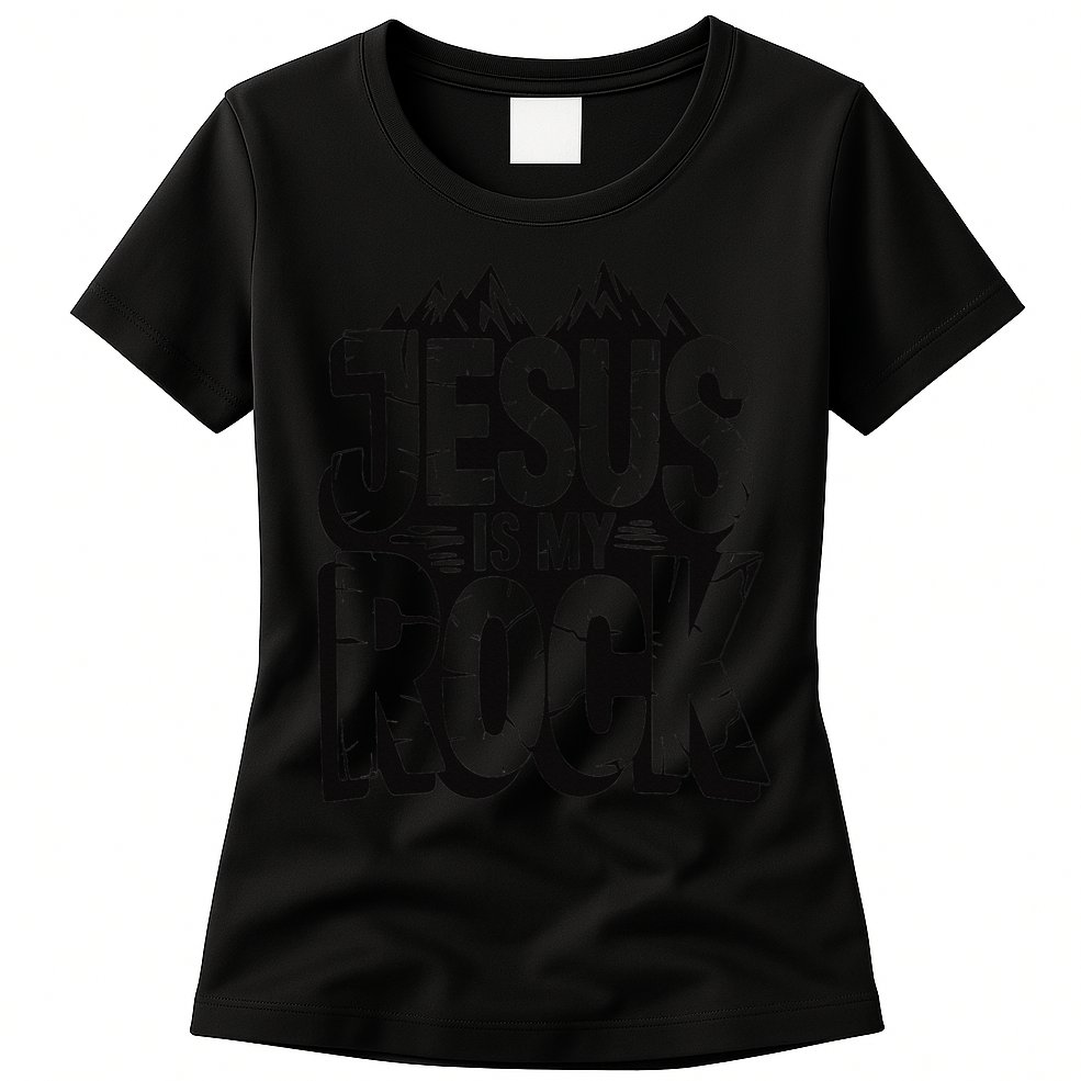 Biblical Jesus Is My Rock Christian Womens T-Shirt