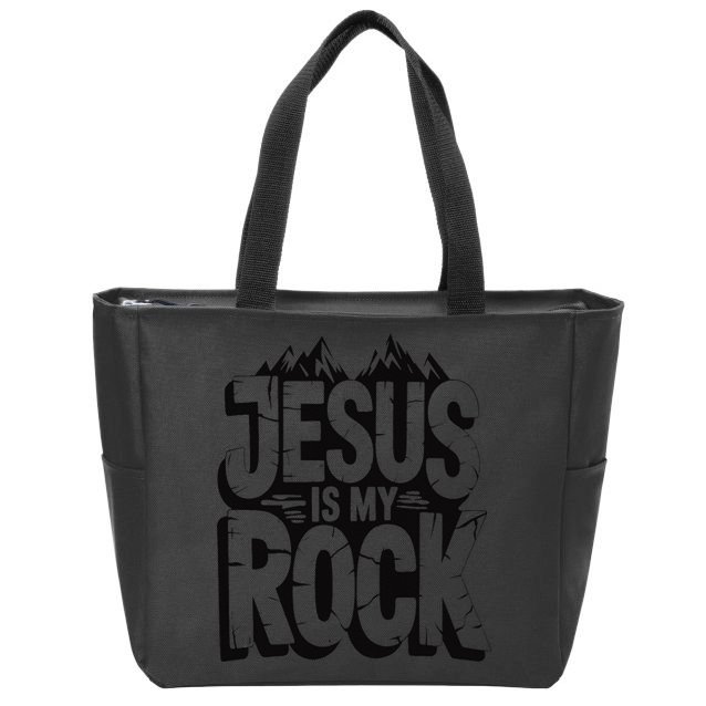 Biblical Jesus Is My Rock Christian Zip Tote Bag
