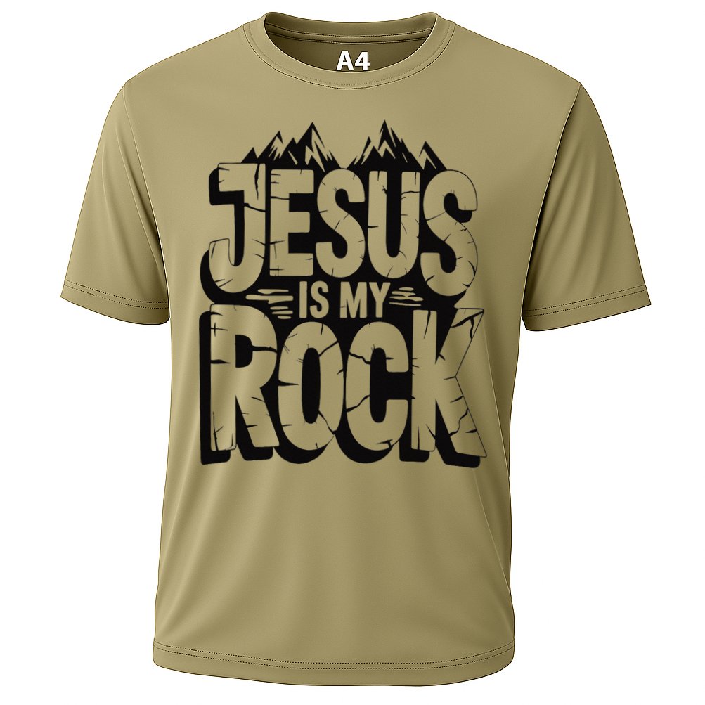 Biblical Jesus Is My Rock Christian Cooling Performance Crew T-Shirt