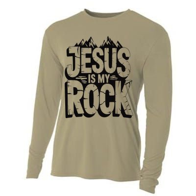 Biblical Jesus Is My Rock Christian Cooling Performance Long Sleeve Crew