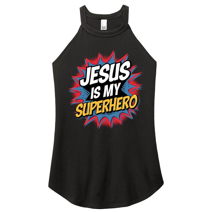 Boy Jesus Is My Superhero Christian Women's Perfect Tri Rocker Tank