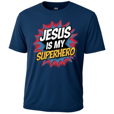 Boy Jesus Is My Superhero Christian Performance Shirt