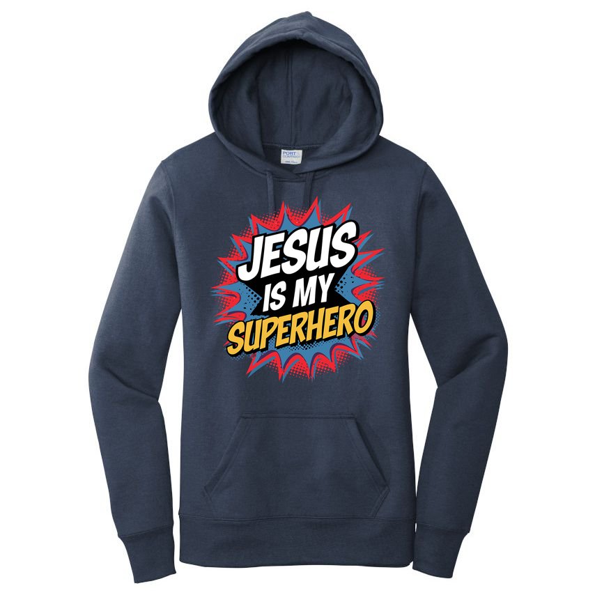 Boy Jesus Is My Superhero Christian Women's Pullover Hoodie