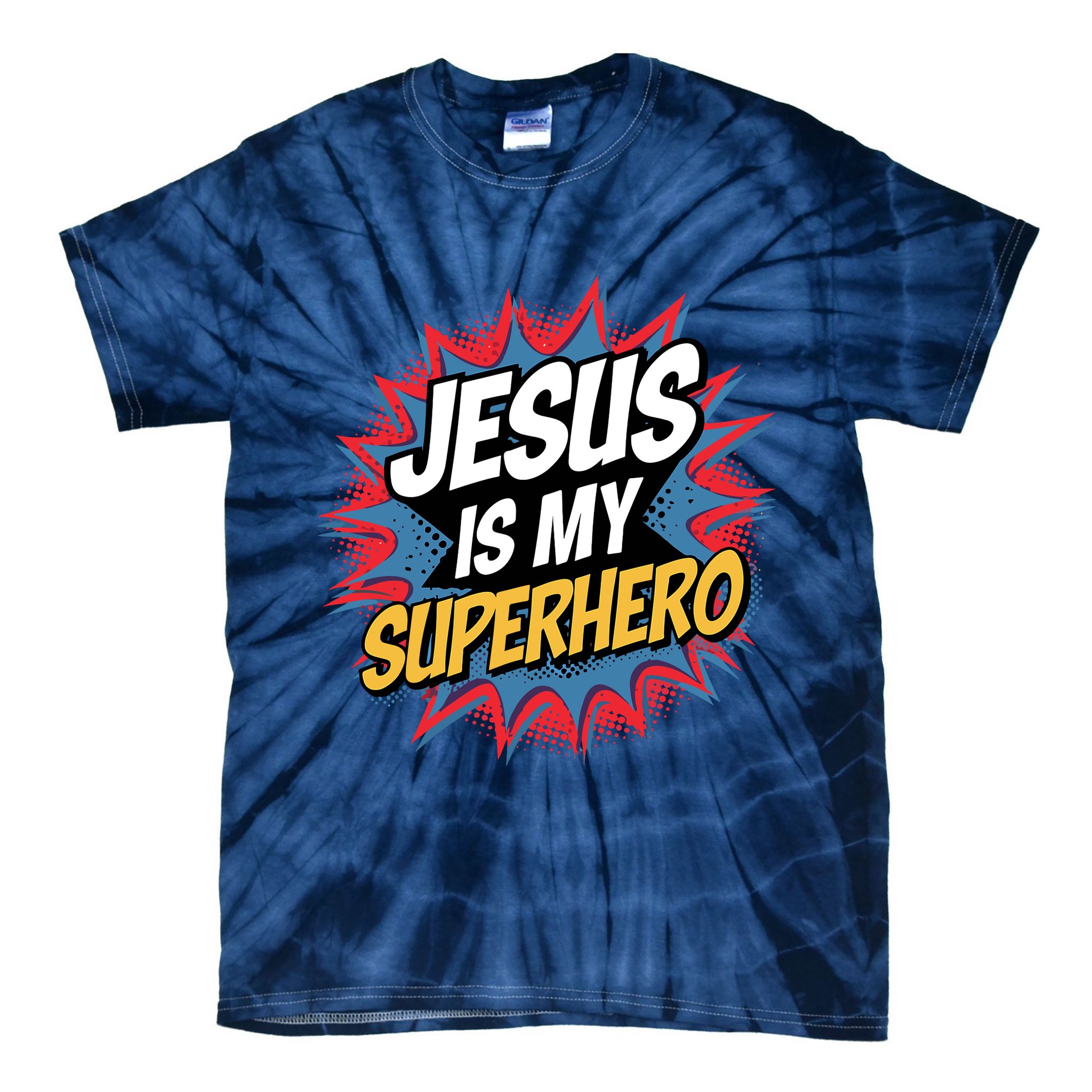 Boy Jesus Is My Superhero Christian Tie-Dye T-Shirt